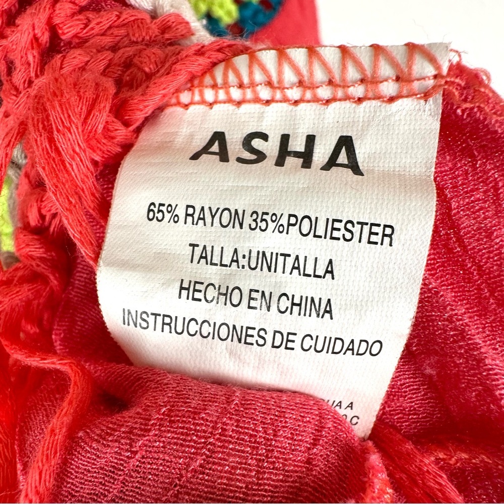 Asha Multi Colored Crochet Square Boho Peasant Shirt - Picture 4 of 6
